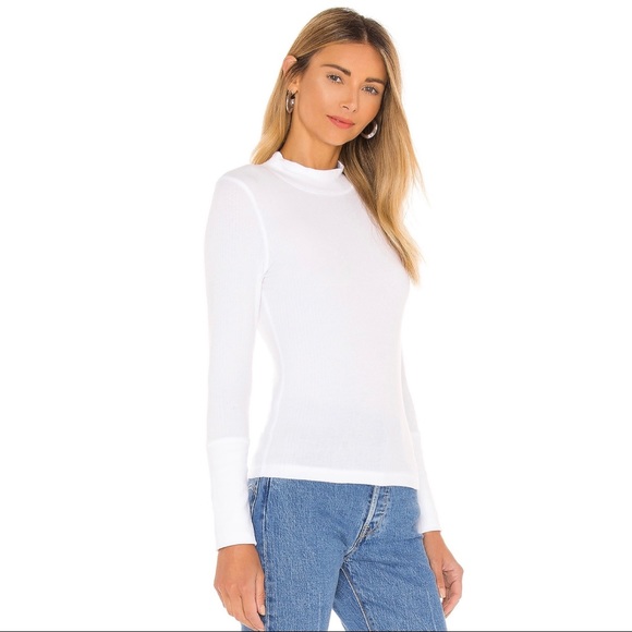 NEW FREE PEOPLE WHITE MOCK NECK RIB KNIT T-SHIRT - Picture 4 of 8